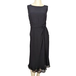David Warren Petite New York sleeveless faux‎ wrap black sleeveless dress sz 4